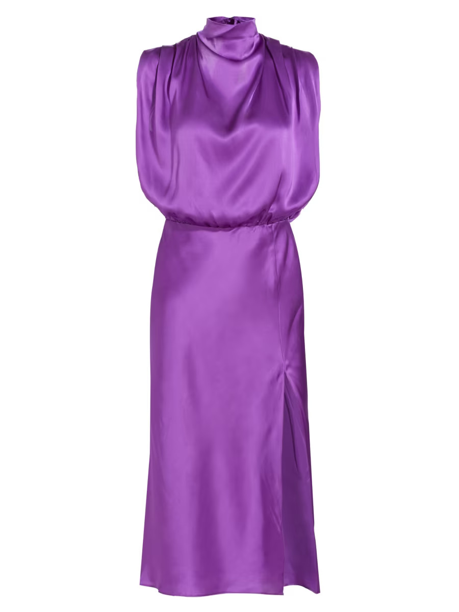 Franny Silk High-Neck Midi-Dress | Saks Fifth Avenue
