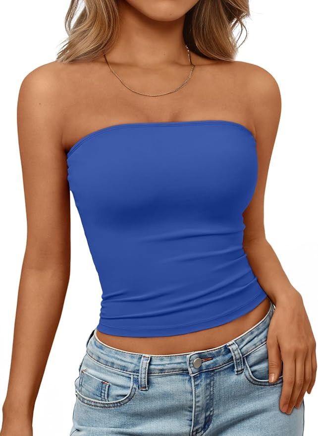 Trendy Queen Women's Strapless Bandeau Crop Top | Amazon (US)