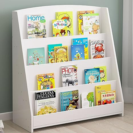 Kids Bookshelf Wooden Toddler Bookcase Display Stand 4 Layers Wood Open Bookshelves Multi-Functio... | Amazon (US)