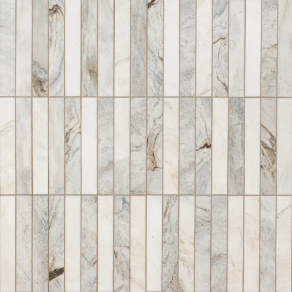 Arabescato Venato White 12" X 12" Stack Honed Marble Mosaic Tile | Wayfair North America