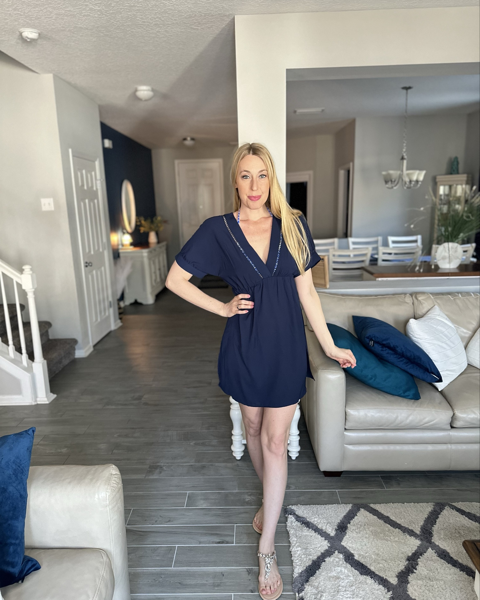 Navy blue swim cover up
💙 this is a cute swim cover up and I love the pretty details
💙 i love the stretchy waist and it fits true to size 
💙wearing small in it, I am 5’10”

#LTKSwim #LTKStyleTip #LTKFindsUnder50