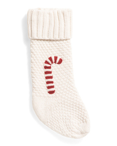 22in Crochet Candy Cane Knit Stocking | TJ Maxx