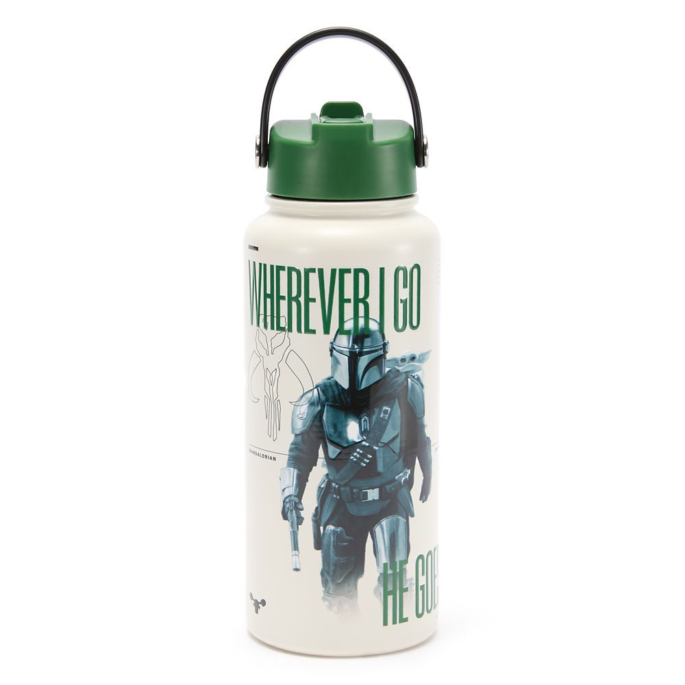The Mandalorian and Grogu 33 oz. Stainless Steel Water Bottle with Built-In Straw – Star Wars | Disney Store