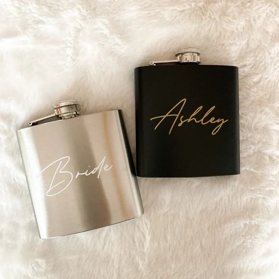 Custom Name Flask, Personalized Flask, Bridesmaid Flasks, Bachelorette Party Flasks, Bridesmaid P... | Etsy (US)