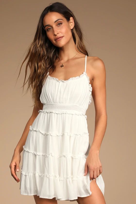 Summery Sweetness White Ruffled Tiered Mini Dress | Lulus (US)