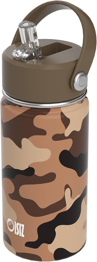 OISIZ Kids Water Bottle with Straw Lid 14oz, Vacuum Insulated 316 Stainless Steel Water Bottles f... | Amazon (US)