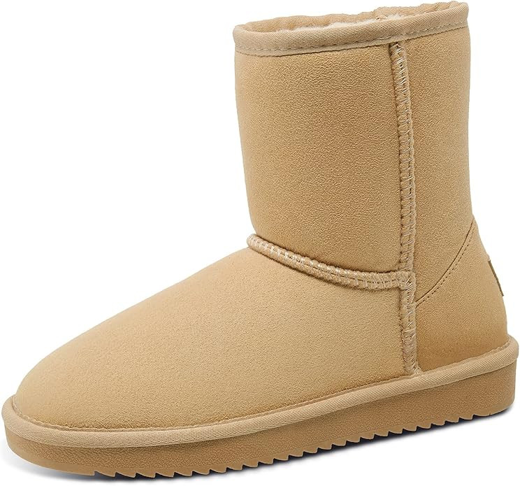 CAMEL CROWN Women's Warm Winter Boots Ankle High Classic Vegan Suede Faux Sheepskin Shearling Sno... | Amazon (US)
