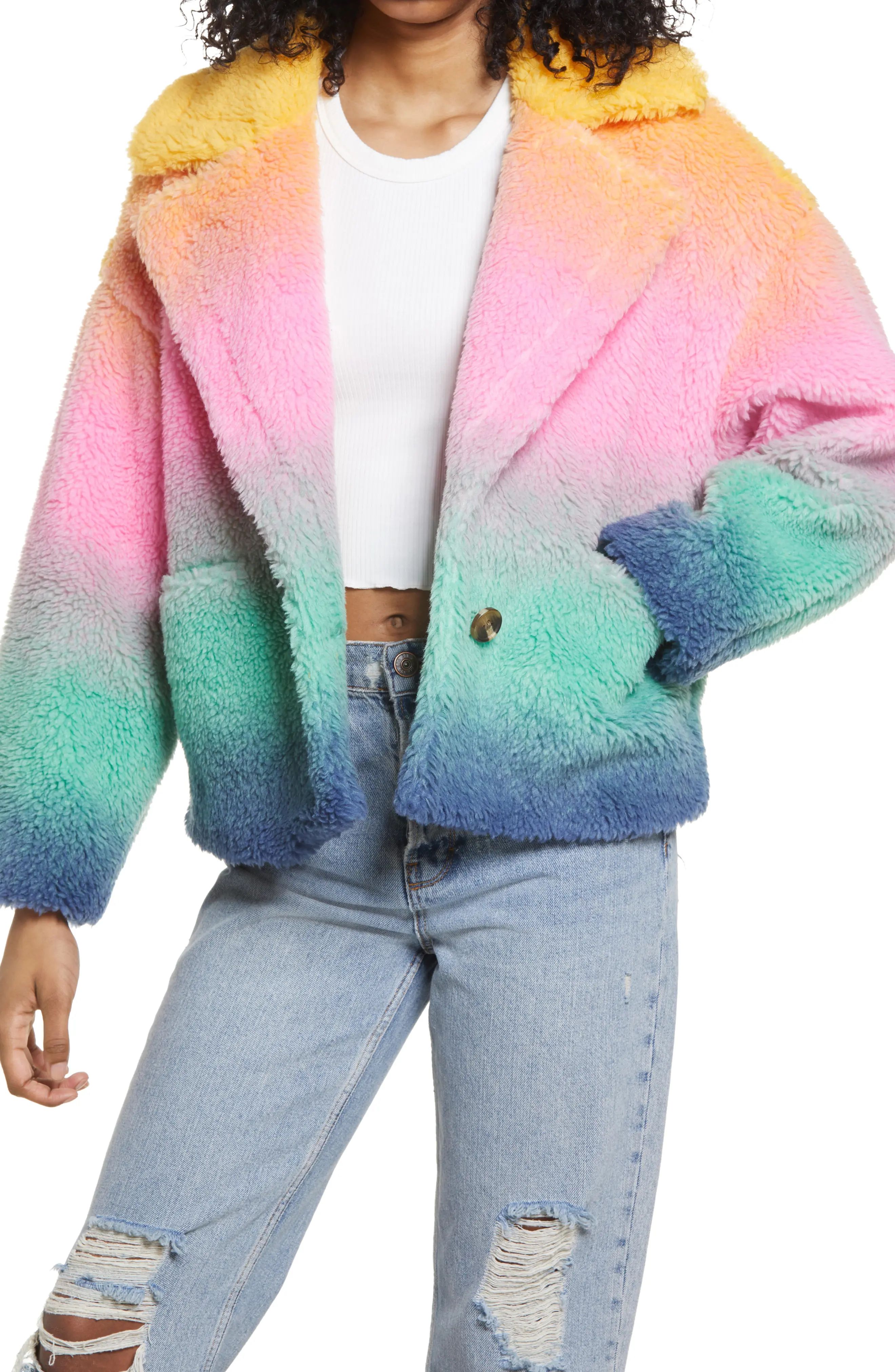 Women's Blanknyc Ombre Faux Fur Teddy Coat, Size Small - Pink | Nordstrom