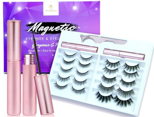 Natural Look Magnetic Eyelashes with Applicator: 10 Pairs Reusable Lashes for Beginners, Cruelty-Free, Waterproof Magnetic Eyeliner, Easy to Apply, No Glue Needed, Lightweight & Comfortable (10 Pairs) | Amazon (US)