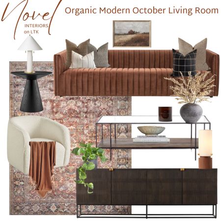 Organic Modern Living Room. Stunning rich fall palette 🎨 and clean lines make for a cozy & beautiful space!

#LTKSeasonal #LTKsalealert #LTKhome