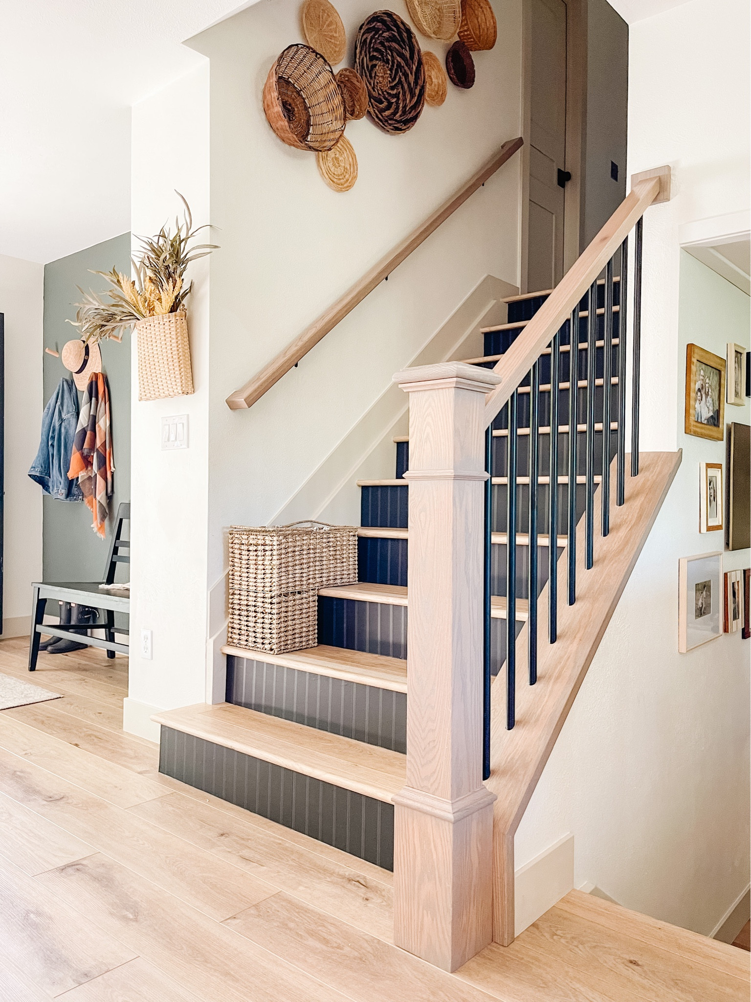 Updated our stair risers with new peel and stick wallpaper that looks like beadboard! 

#LTKhome #LTKunder50 #LTKSeasonal