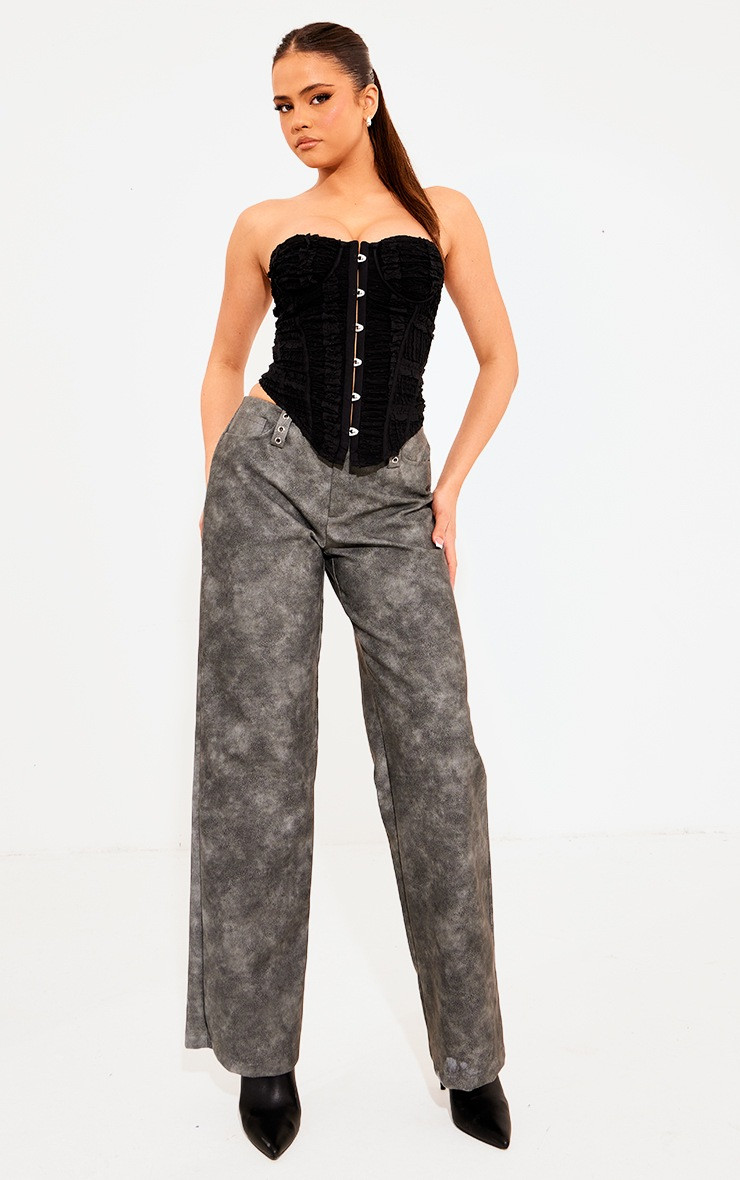 Black Chiffon Hook & Eye Corset Top | Pretty Little Thing (Australia & New Zealand)