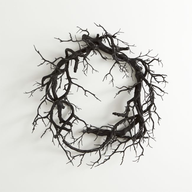 Faux Black Branch Halloween Wreath 26 | Crate & Barrel