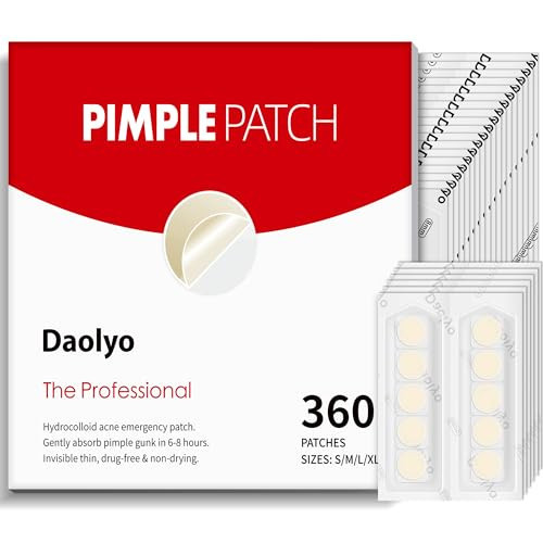 Daolyo Pimple Patches for Face, 4 Size 360 Counts Hydrocolloid Acne Patches for Covering Zits and Blemishes, Spot Stickers with Salicylic Acid, Tea Tree Oil & Calendula Oil, Mini Package | Amazon (US)
