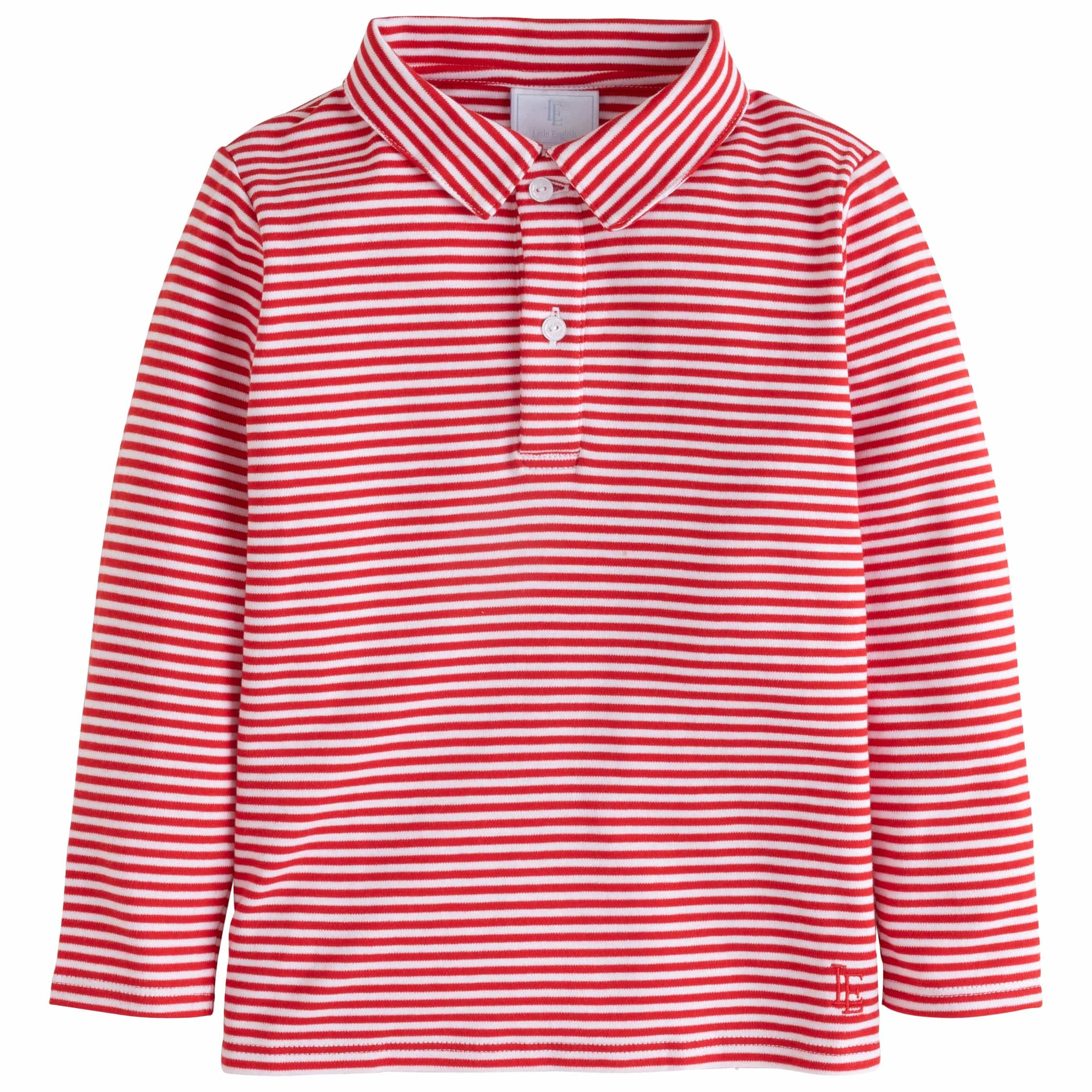Boy's Long Sleeve Polo Shirt Red Stripe | Little English