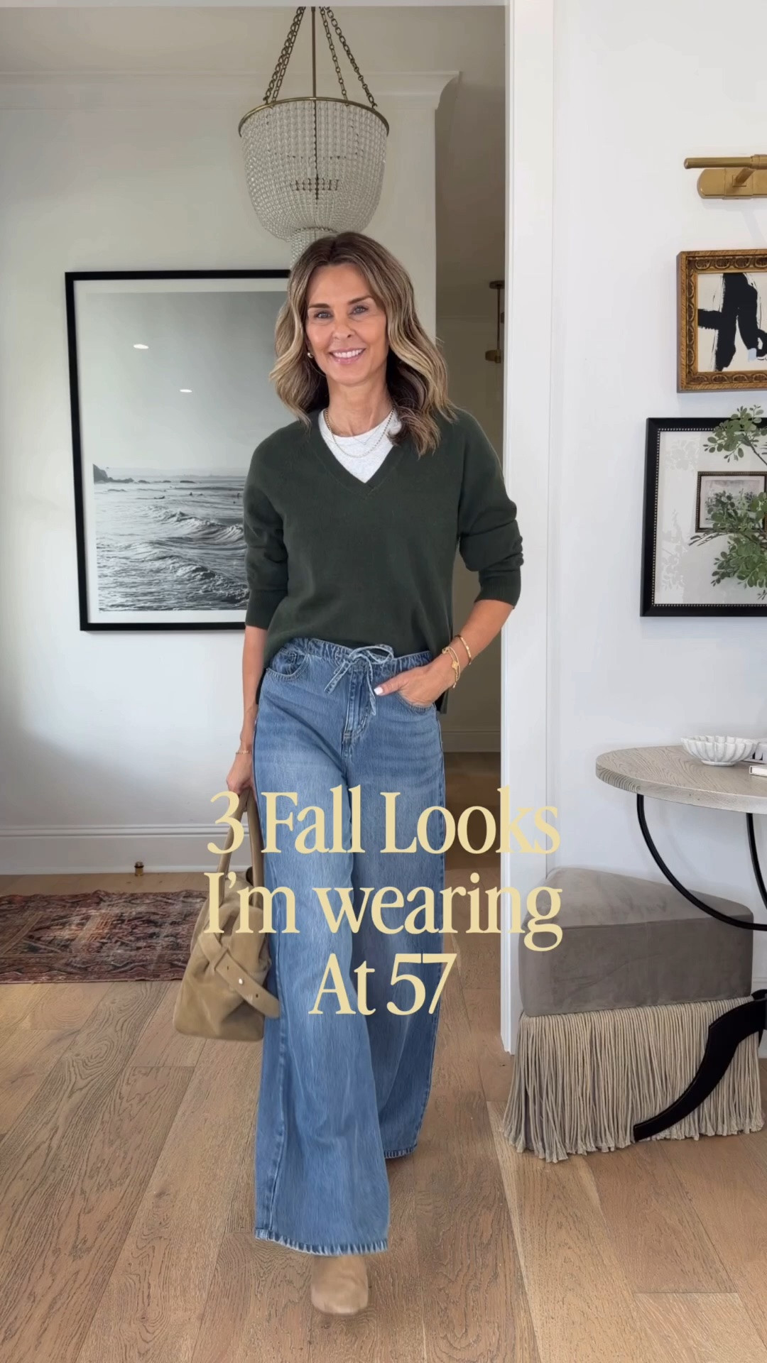 I’m 5’6
-burgundy bamboo long sleeve M
-green cashmere sweater X
-Tan chunky cardigan sz XS 
-Mocha brown cardigan  XS
-Denim lounge pants TTS
@Splendid

Helping women over 50 elevate everyday style with chic, wearable high-low fashion.