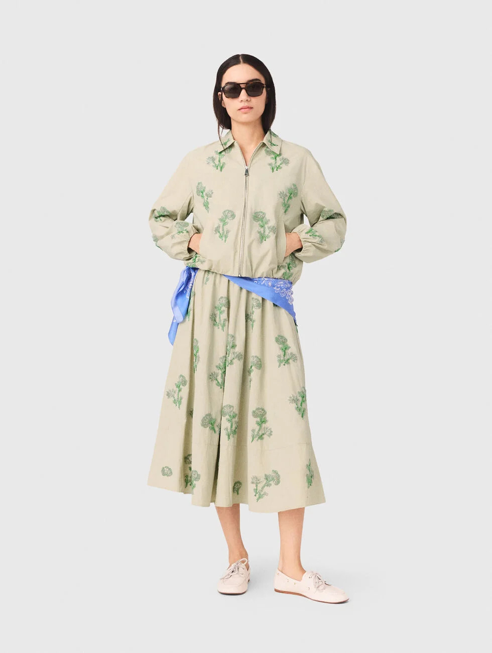 Embroidered technical bomber jacket Natural for Women | Maje | Maje US