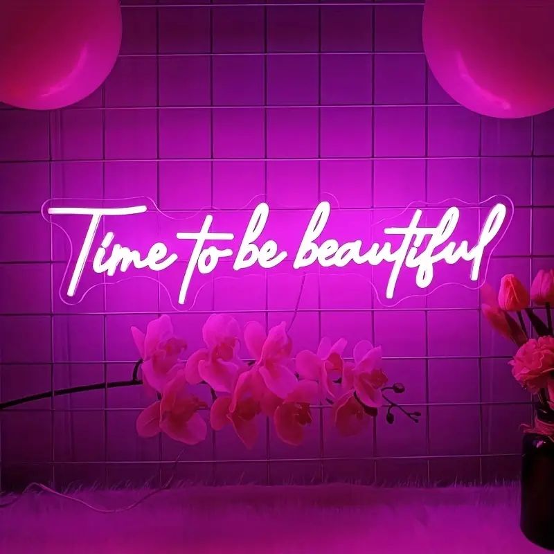 1pc Time To Be Beautiful LED Neon Sign, Indoor Decorative Wall Lamp, USB Powered | Temu Affiliate Program