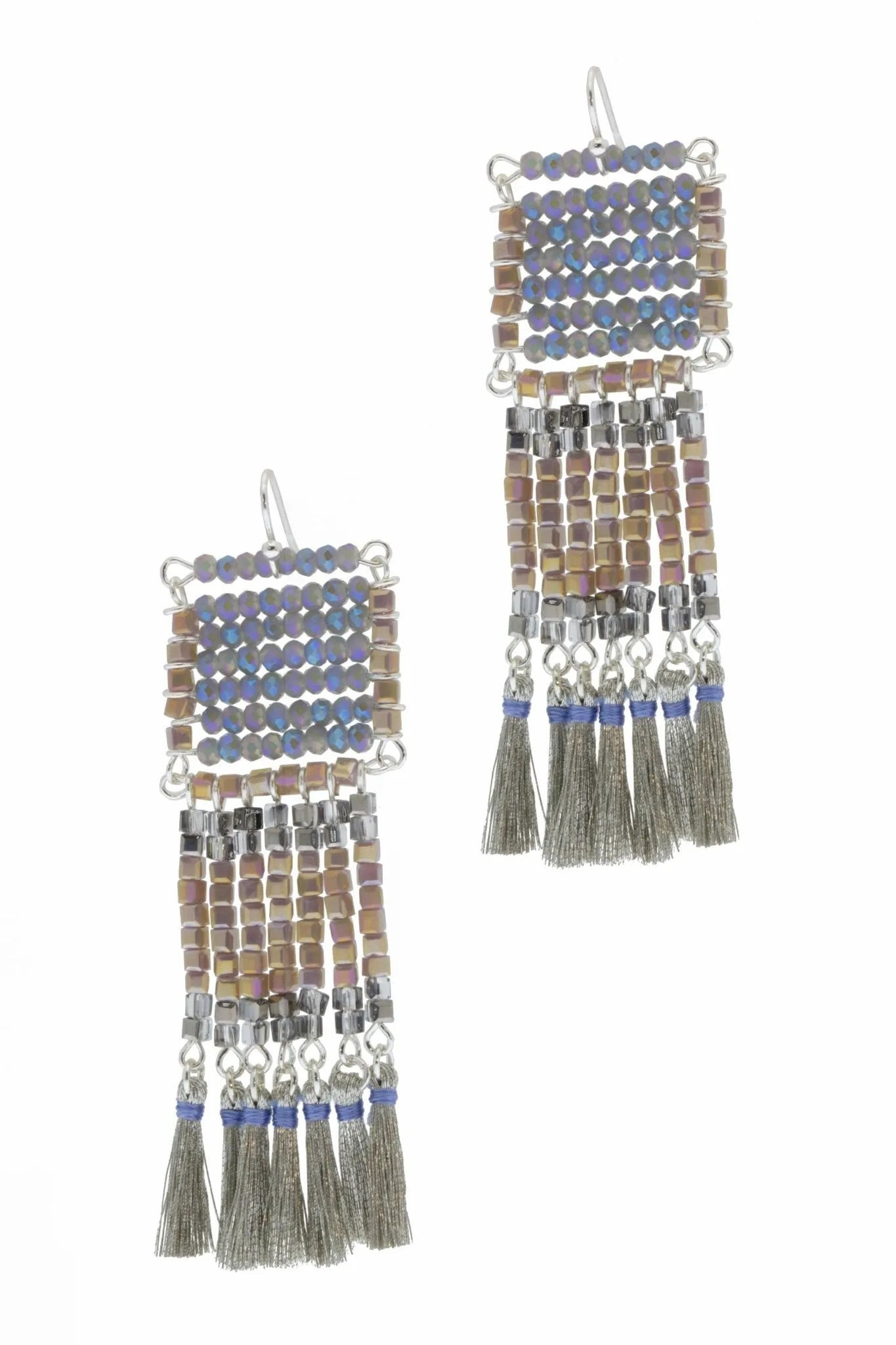 Boho Glass Bead Tassel Earrings | Saachi