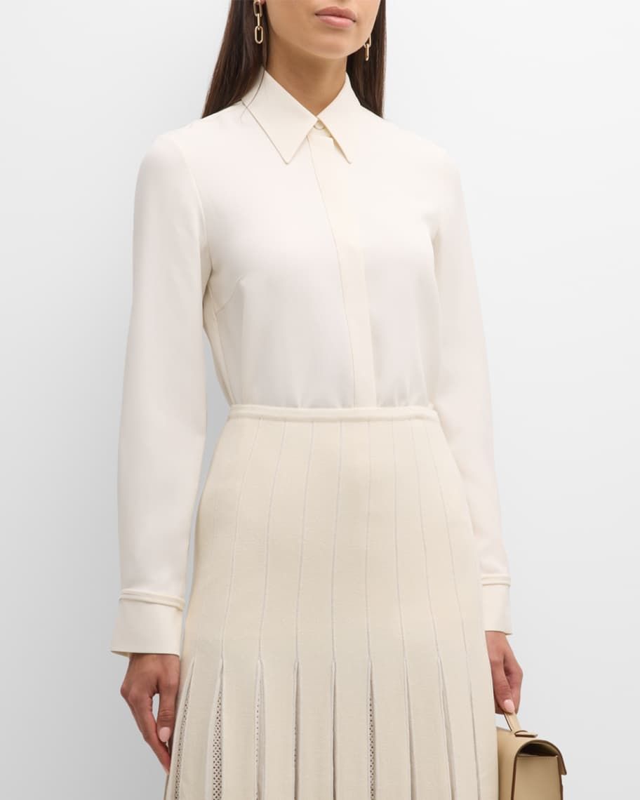 Cruz Silk-Wool Collared Shirt | Neiman Marcus