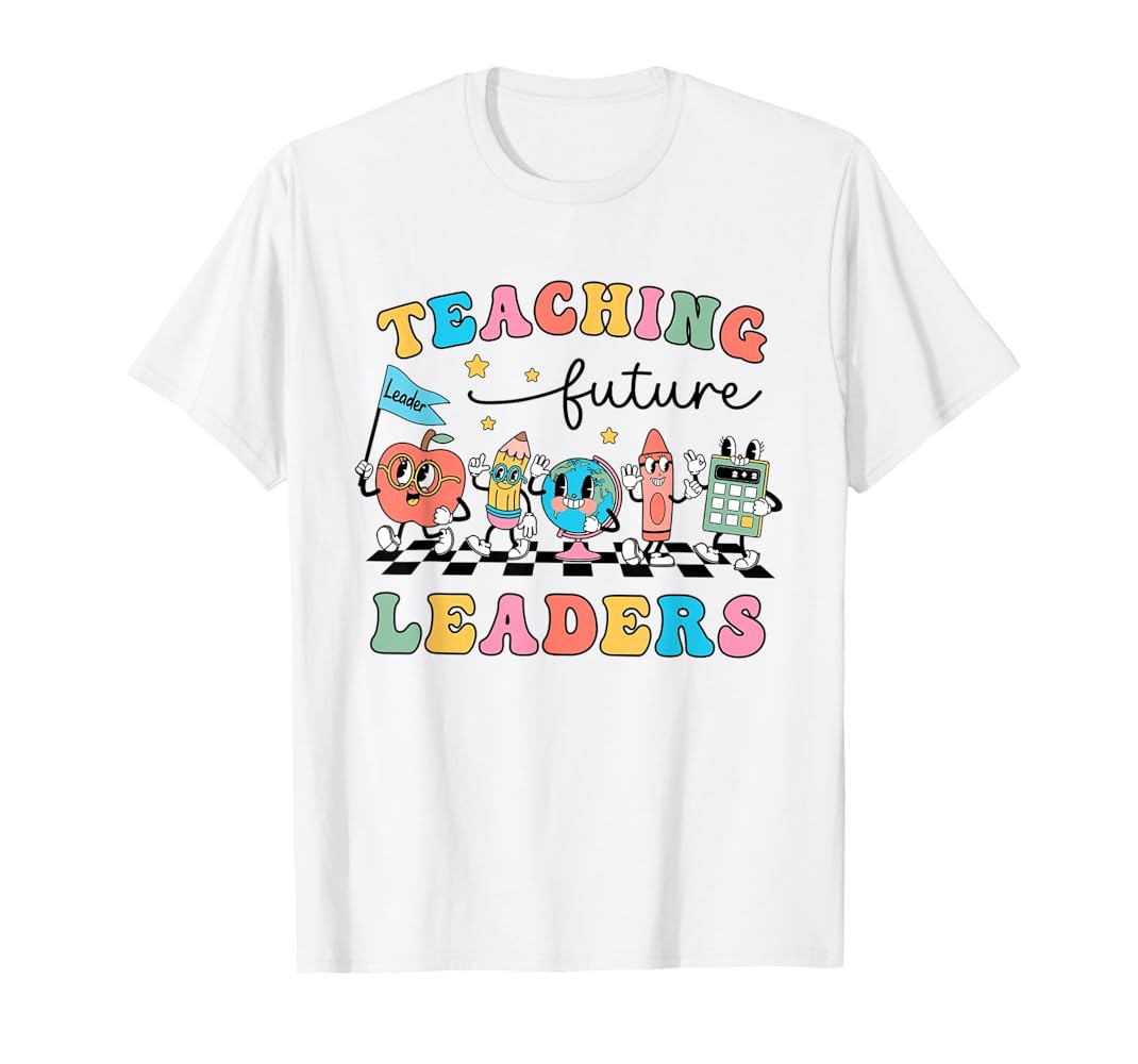 Retro Teaching Future Leaders Groovy Teacher Back To School Men Women Girls Kids T-Shirt | Amazon (US)