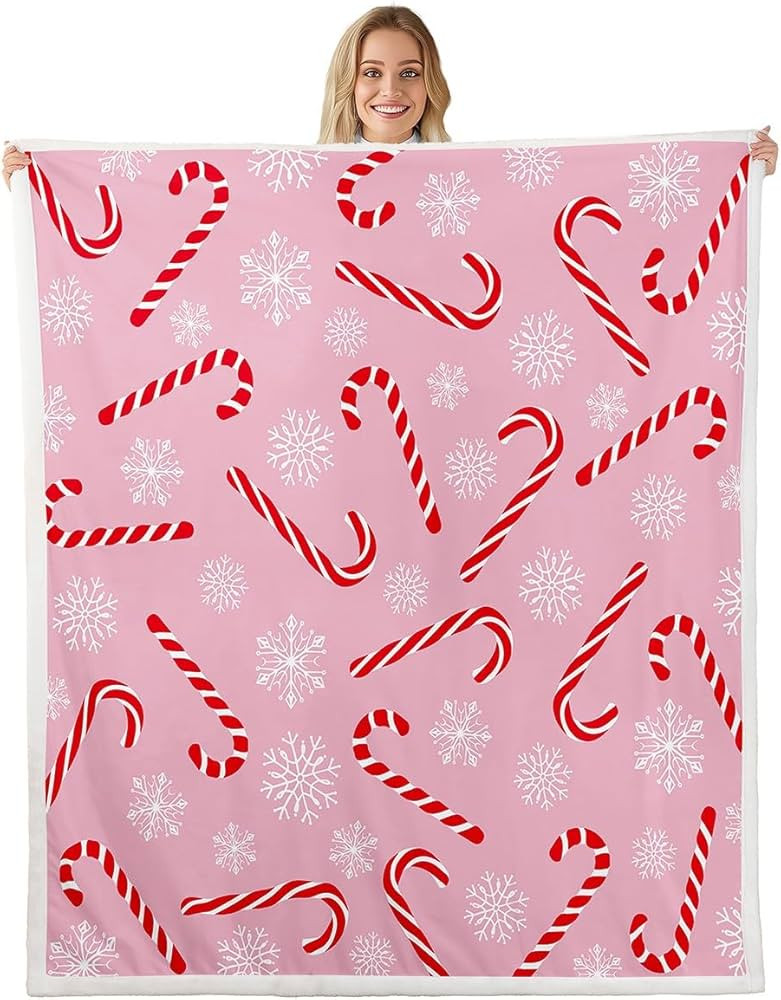 Erosebridal Xmas Candy Cane Baby Throw Blanket,Merry Christmas Blanket for Kids Boys Girls,White ... | Amazon (US)