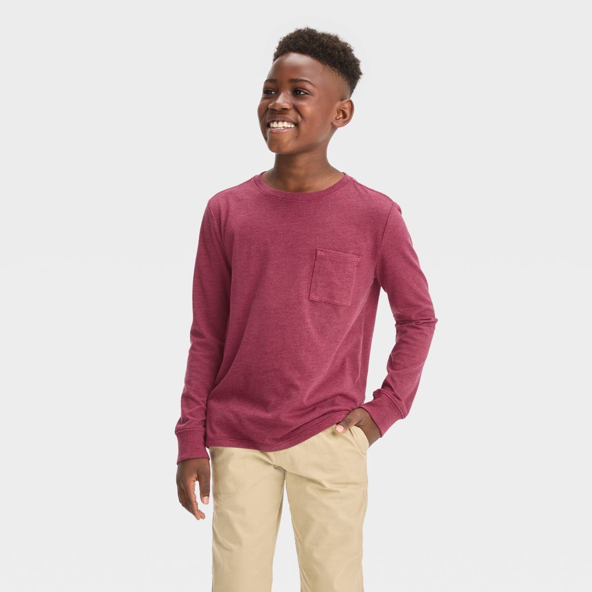 Boys' Long Sleeve Washed Solid T-Shirt - Cat & Jack™ | Target