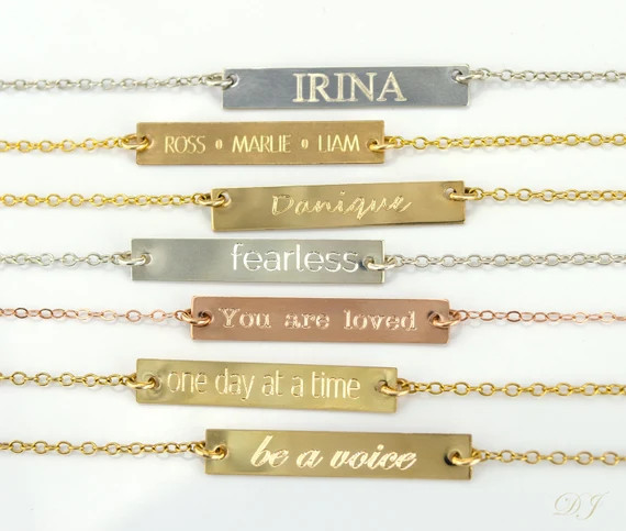 Bar bracelet, Custom Bridesmaids Gift, Monogrammed Bracelet, Personalized Sterling Silver, 14k Gold  | Etsy AU