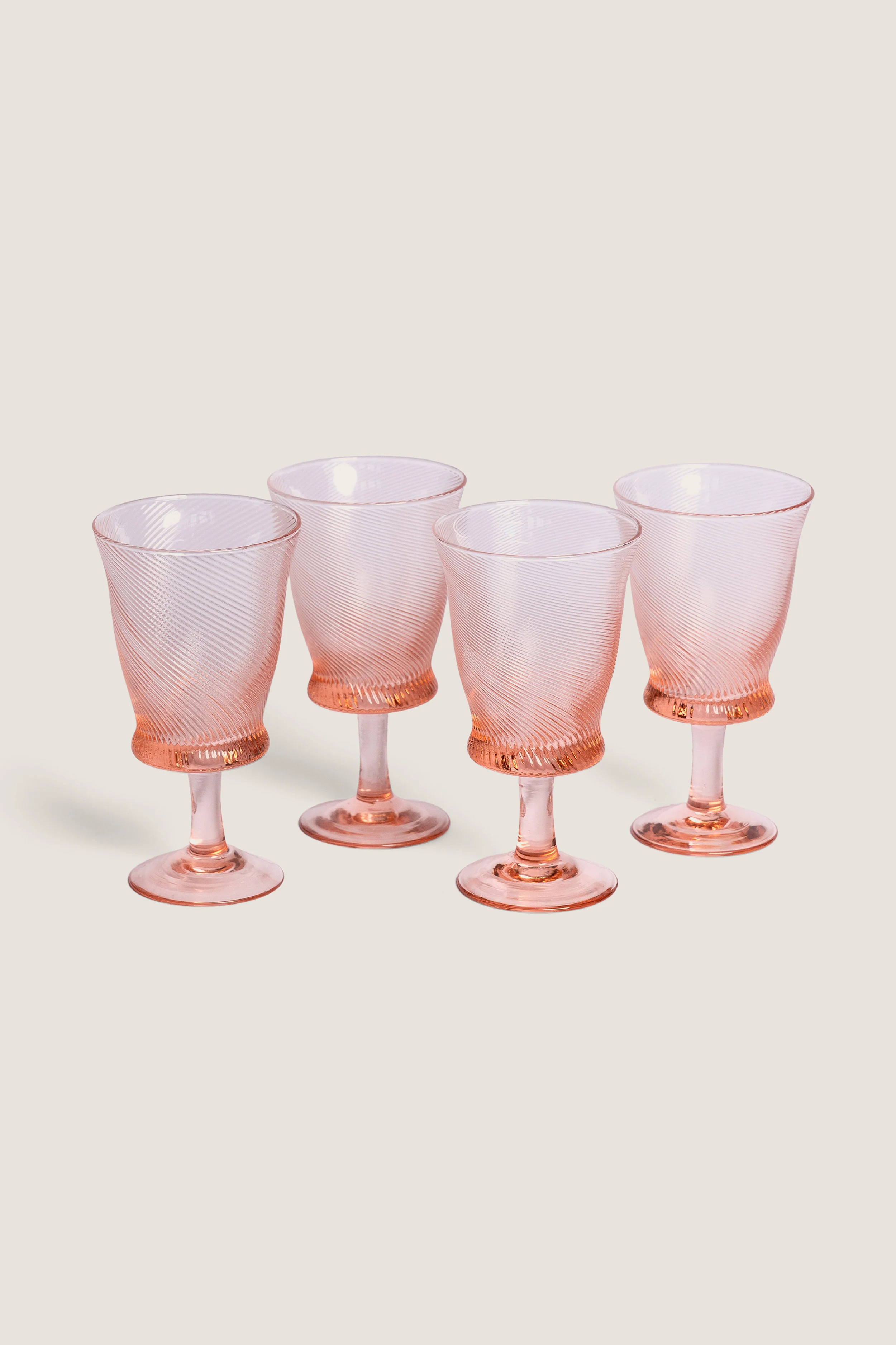 Peony Pink Spiral Wine Glasses (Set of 4) | Tuckernuck (US)
