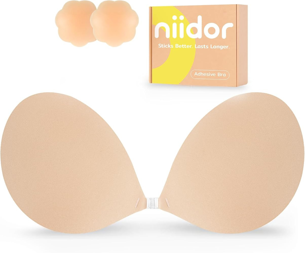 Niidor Adhesive Bra Strapless Ultra Sticky Invisible Push up Silicone Bra Multiple Colors Sizes R... | Amazon (US)