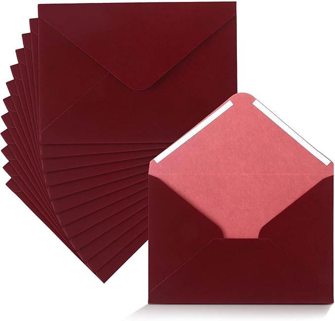 12 Pcs Christmas Velvet Envelopes 5 x 7 Inch Wedding Velvety Surface Stationery A7 Vintage Soft R... | Amazon (US)