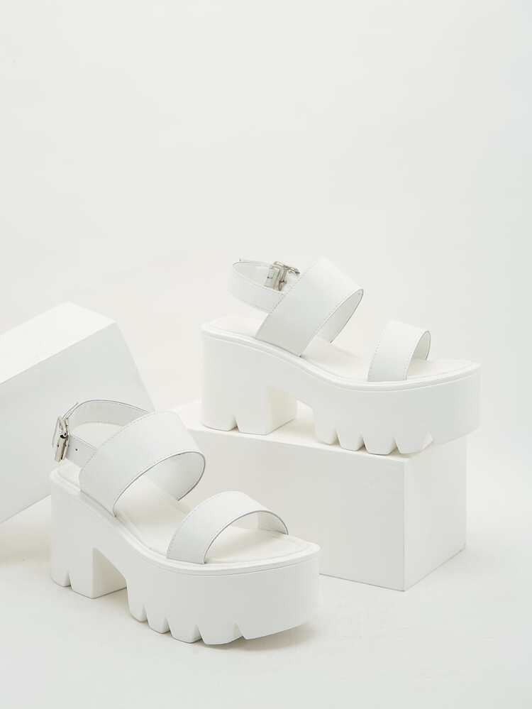 Buckle Decor Platform Slingback Sandals | SHEIN