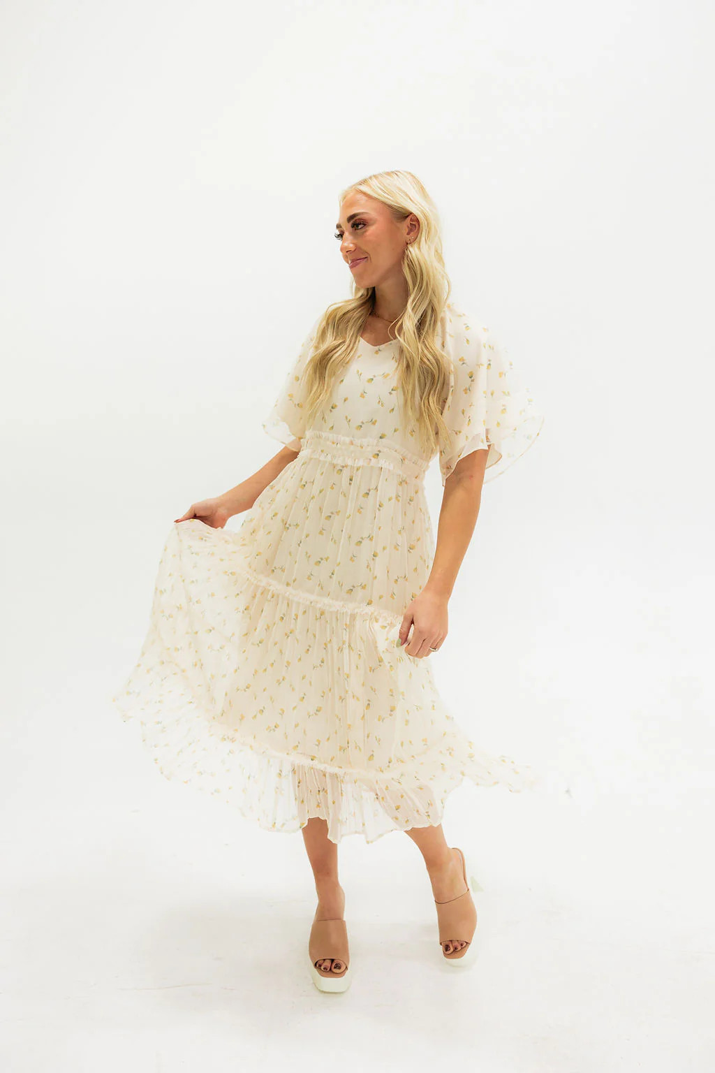 Daphne Dress-Cream Floral | Love Olive Co