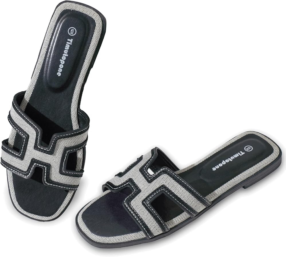 H Flat Sandals for Women Dressy Lightweight Comfortable Slide Sandal Fashion 2025 Summer Trendy C... | Amazon (US)