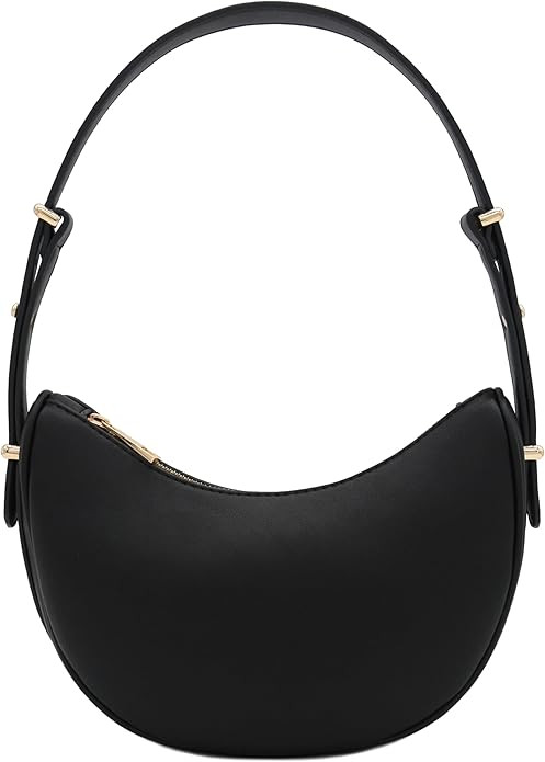 Small Crescent Smooth Faux Leather Underarm Shoulder Bag | Amazon (US)