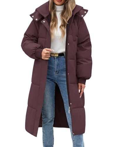 Women Long Puffer Coat Winter Warm Hooded Jacket Long Sleeve Parka Full Length Down Coats With Zi... | Amazon (US)