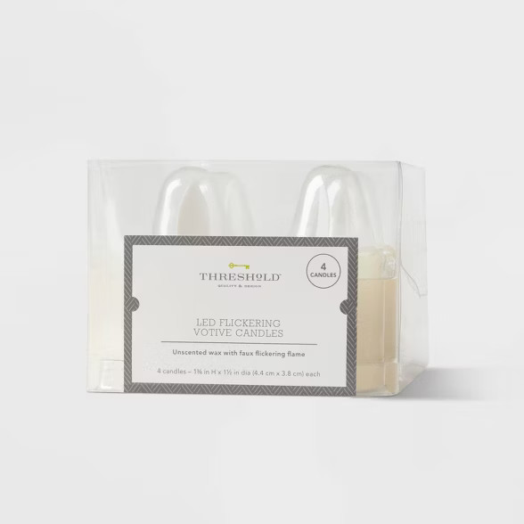 1.50" x 1.75" 4pk LED Votive Flickering Flame Candle Cream - Threshold™ | Target