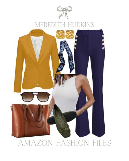 Amazon fashion, women’s fashion, Meredith Hudkins, work outfit, teacher, outfit, preppy, classic, timeless, traditional, spring fashion, winter fashion, women, shoes, ootd, affordable fashion, sailor pants blazer, leather purse, bodysuit, scarf, gold, earrings, green flats

#LTKsalealert #LTKfindsunder50 #LTKstyletip