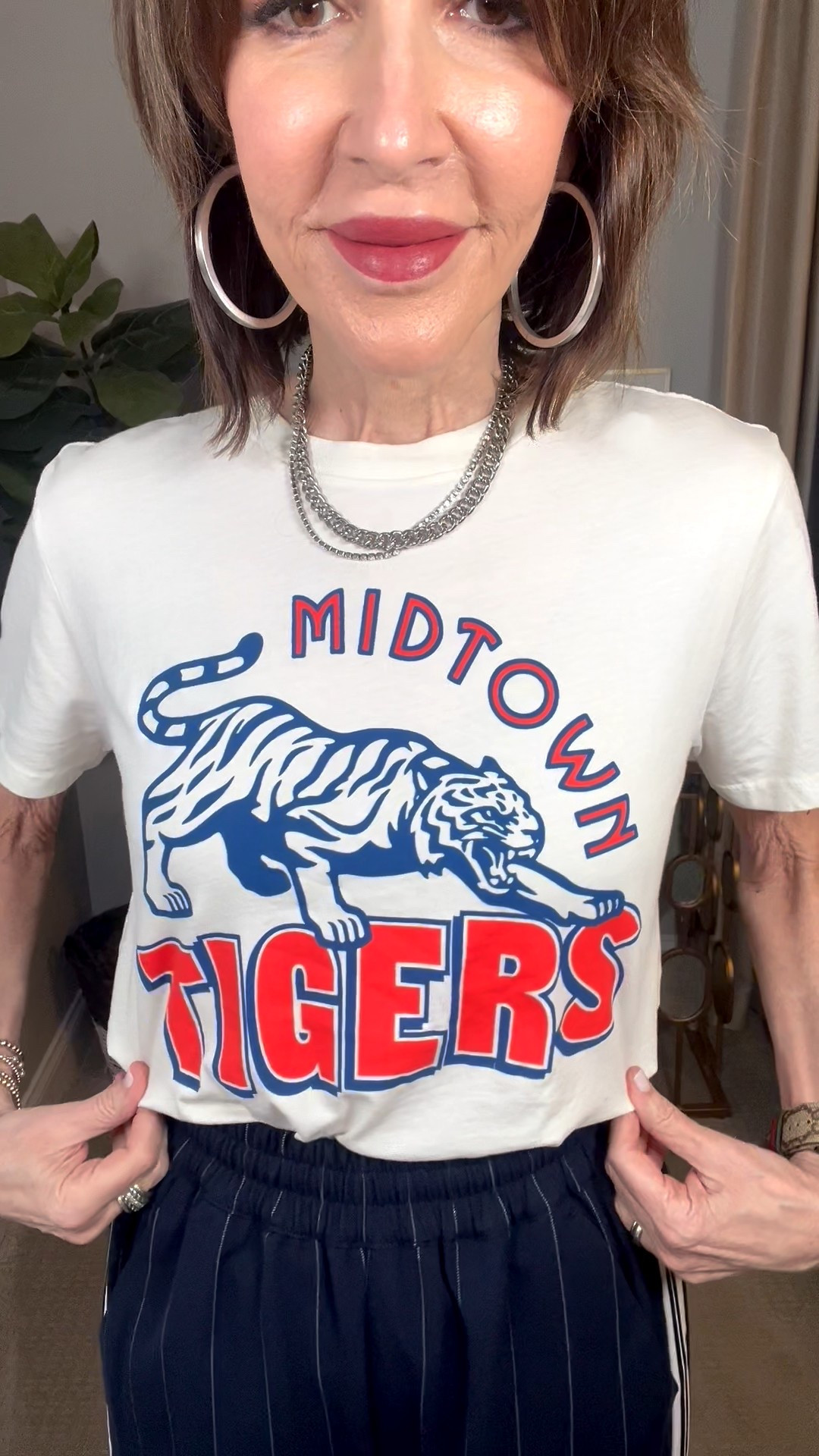 graphic tee, silver hoop earrings, casual outfit 

#LTKOver40 #LTKootd #LTKSeasonal