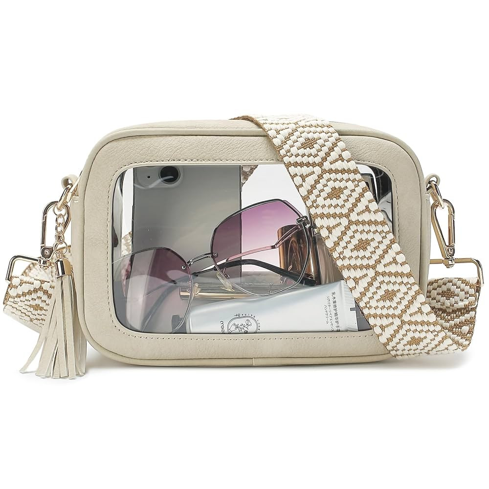 LOXOMU Clear Crossbody Bag Stadium Approved - Waterproof Clear Purses for Women Stadium Bag with ... | Amazon (US)