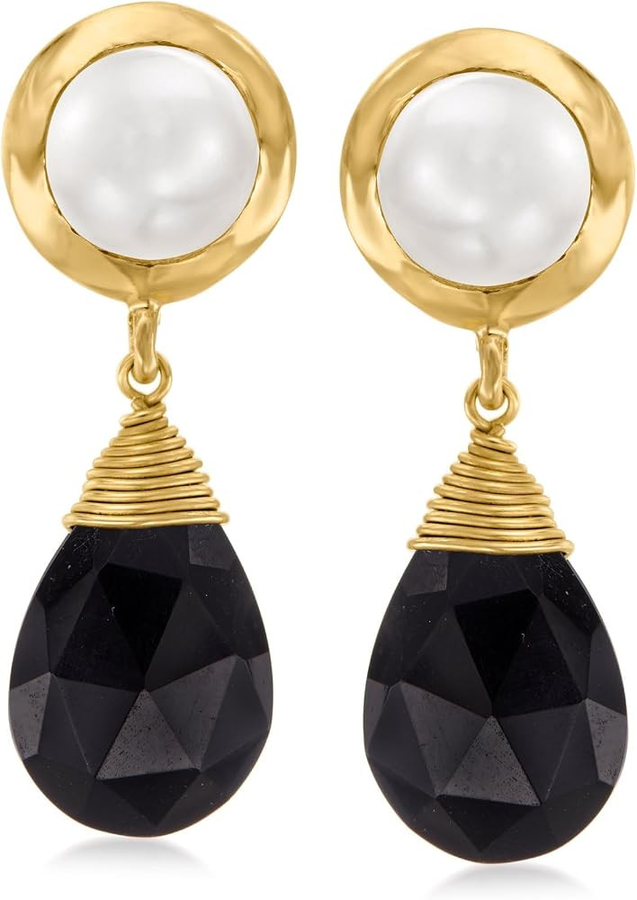Ross-Simons 7.5-8mm Cultured Pearl and Gemstone Drop Earrings in 18kt Gold Over Sterling | Amazon (US)