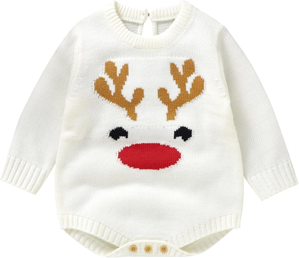 Newborn Sweater Romper Baby Girl Boy Christmas/Halloween Outfit Knit Warm Onesie Cute Baby Fall W... | Amazon (US)