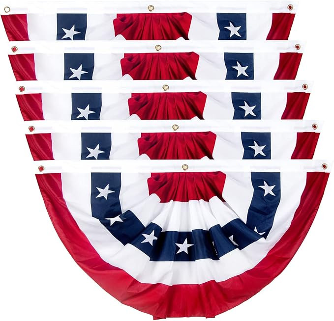 2x4 Ft American Pleated Fan Flag, Patriotic Half Fan Bunting Flag, Indoor Outdoor for 4th of July... | Amazon (US)
