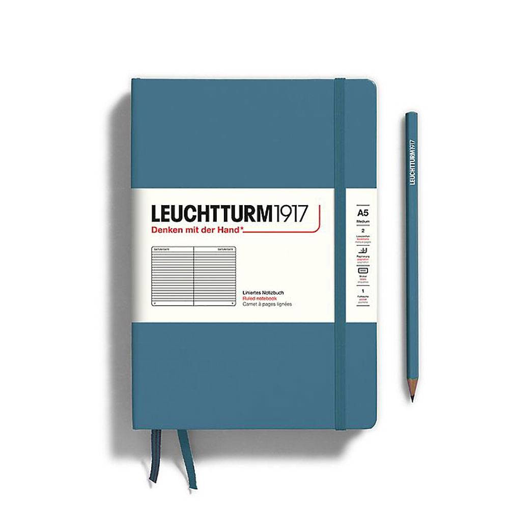 Leuchtturm Stone Blue Ruled Page Hardcover Medium Notebook | Paper Source | Paper Source
