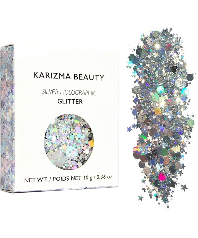 KARIZMA Holographic Silver Body Glitter. 10g Chunky Face Glitter, Hair Glitter, Eye Glitter and B... | Amazon (US)