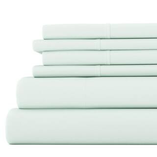 Luxury Ultra Soft 6 Piece Solid Mint Microfiber King Sheet Set | The Home Depot