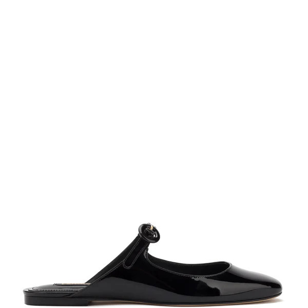 Blair Flat Mule In Black Patent Leather | Larroude