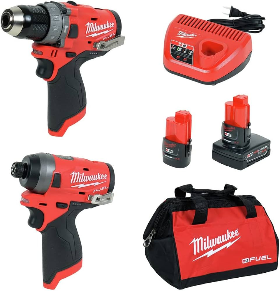 Milwaukee Electric Tools 2598-22 M12 Fuel 2 Pc Kit- 1/2" Hammer Drill & 1/4" Impact | Amazon (US)