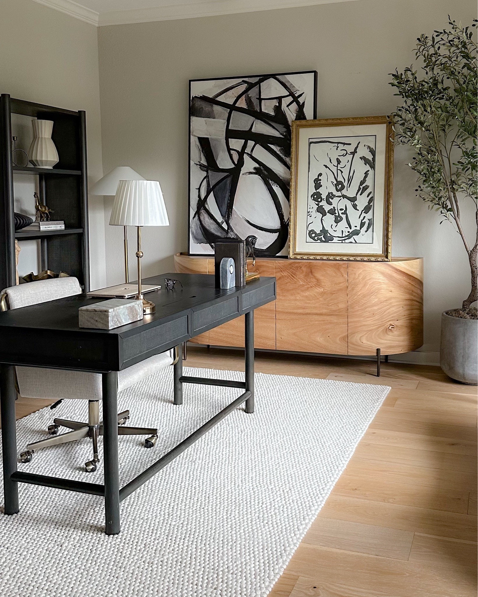 Modern masculine office decor featuring this new Amazon rug in ivory! The larger art is 54x40 and the smaller print is printed to 30x40 in a vintage frame but linked similar 🥰

#LTKFindsUnder50 #LTKStyleTip #LTKHome