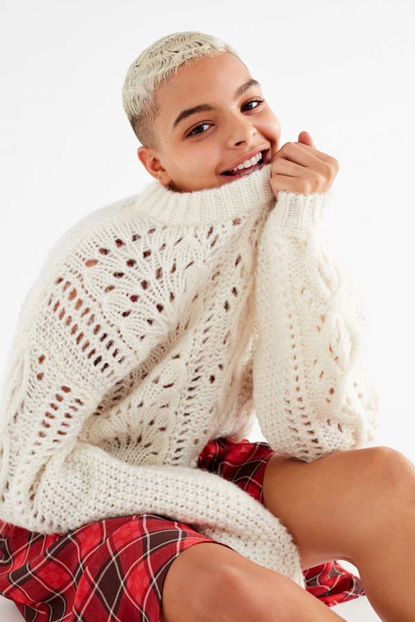 UO Devon Pointelle Knit Sweater | Urban Outfitters US